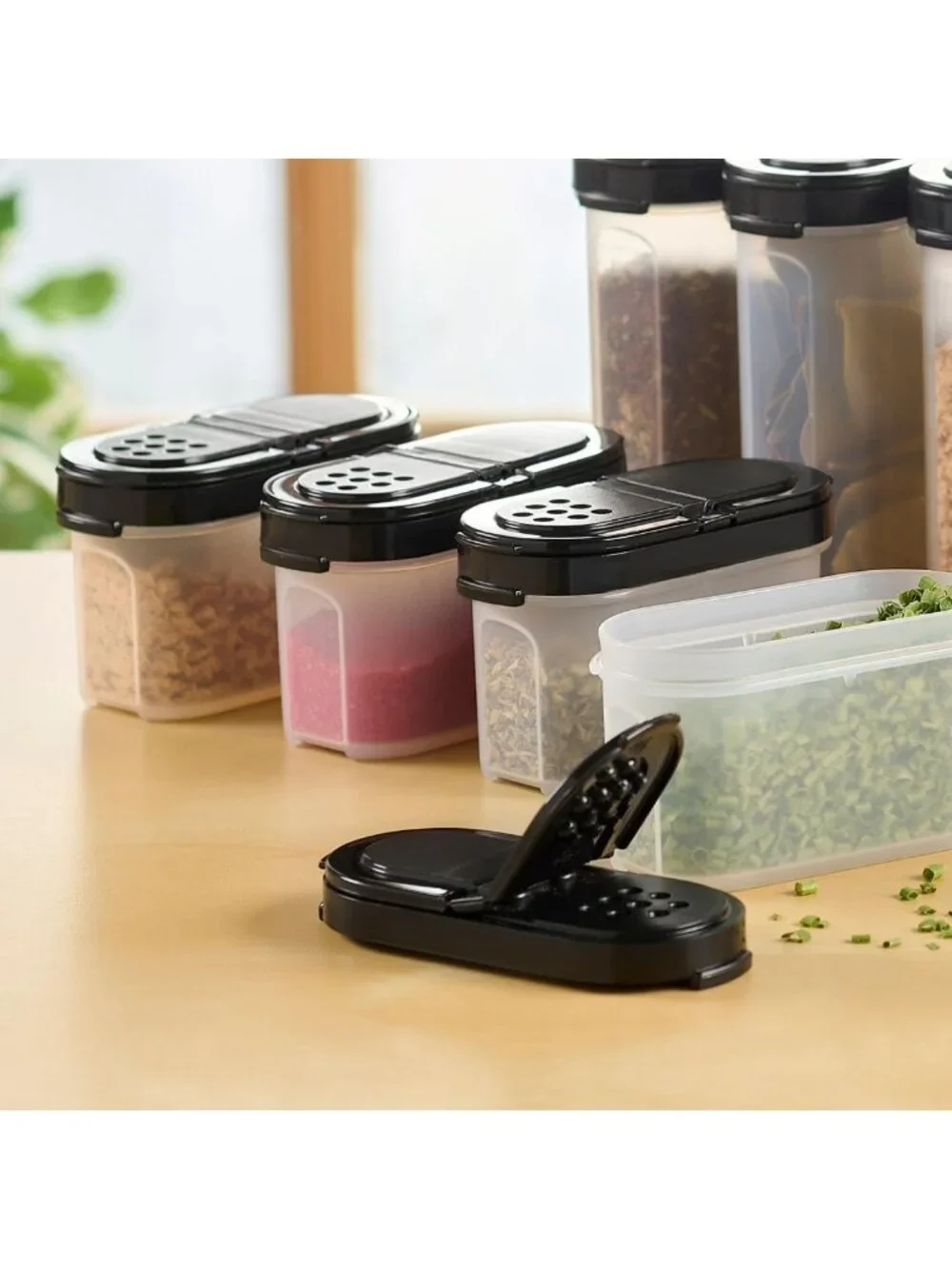 Set of 4 Small Spice Shakers - BPA-Free, Dishwasher Safe, Keeps Herbs Fresh